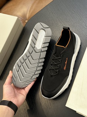 Santoni New Men's comfortable and breathable casual shoes Black/White