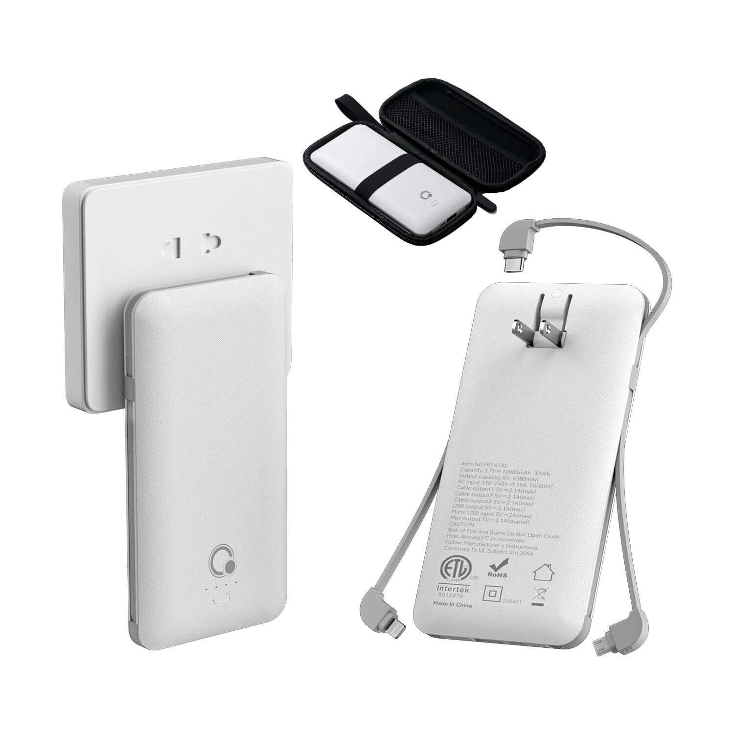 10000mAh Power Bank, Slim Portable Charger,4 Output External Battery Pack wit...