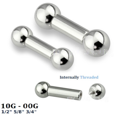 OUFER Barbell Langue Titane Avec Opale Blanche - Piercing Langue Filetage Interne