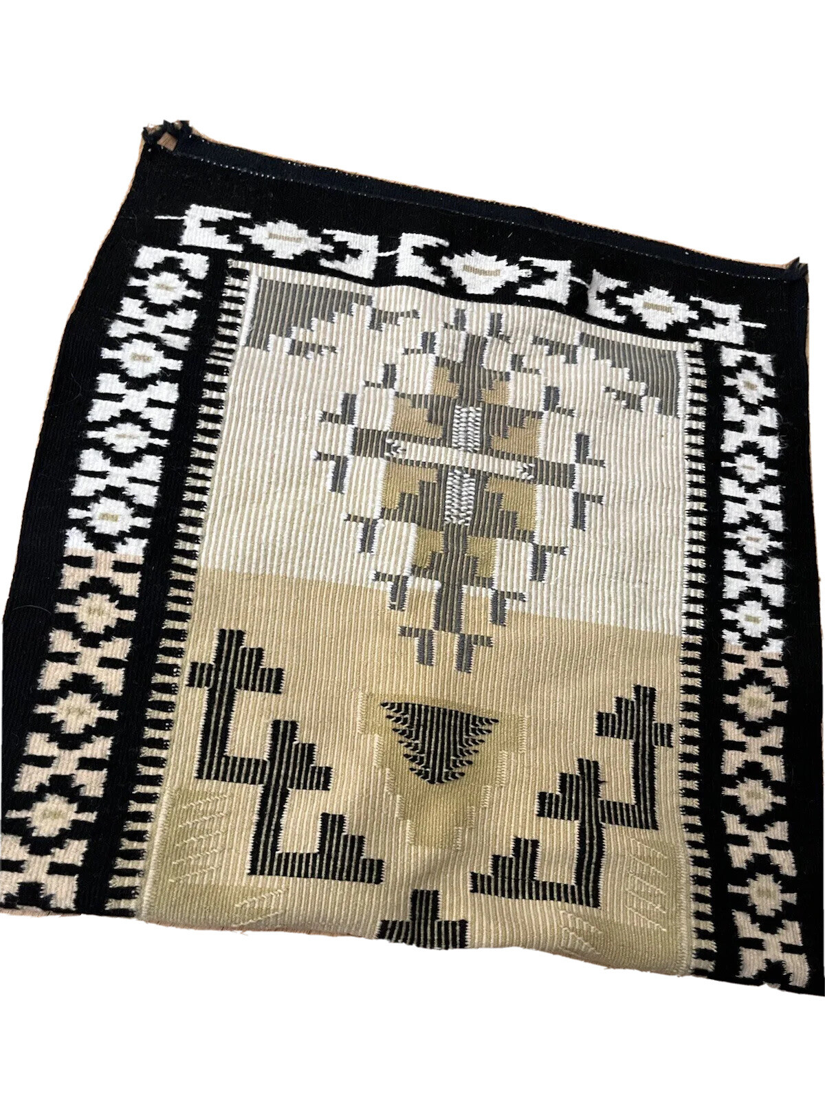 Navajo Two Grey Hills Tapestry Rug Geometric Pattern Natural Colors 24