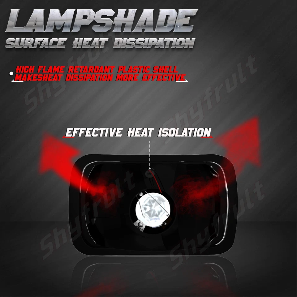 For Plymouth Colt 1983-1991 Pair 7x6" inch LED Headlight High-Low Sealed Beam 2x - Image 4 of 4