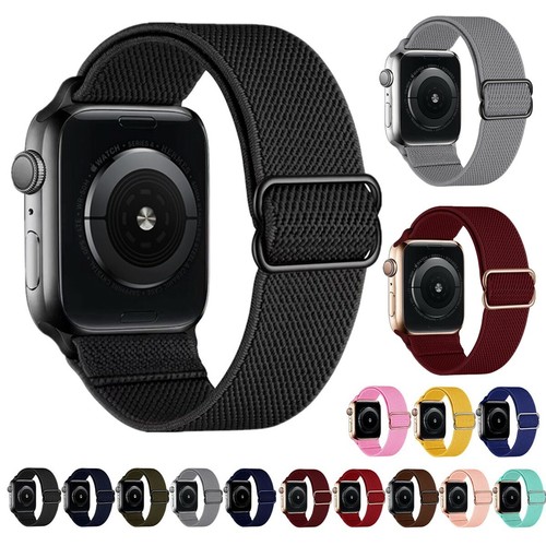 Correa Elástica Ajustable para iWatch Nailon Trenzado Solo Loop Para Apple Watch 7 6 - Imagen 6 de 56