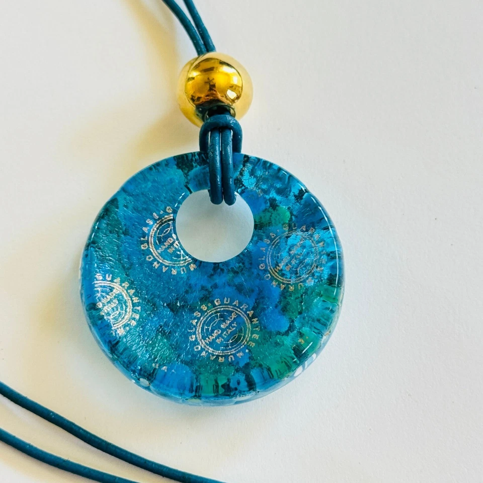 De Colección Collar Murano Millefiori Dial Azul Collar Oro Mancha Arte Vidrio Italia 18"L Foto 4 de 4