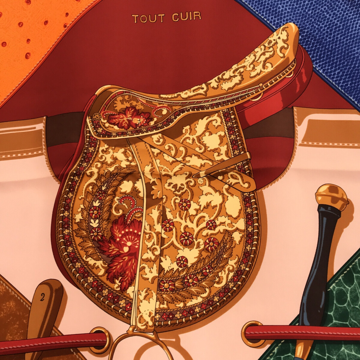 Hermes Carre90 Scarf Tout Cuir All Leather Silk Red M1788 | eBay