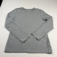 Lord & Taylor Womens Long Sleeve T-Shirt Gray Normcore Minimalist Tee LARGE FLAW