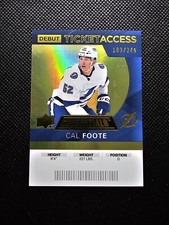2021-22 Credentials #121 Cal Foote Debut Ticket Access Rookie Yellow /249 Tampa