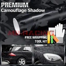 Camouflage Shadow Black Camo Pattern Car Vinyl Wrap Decal Sticker Sheet Film