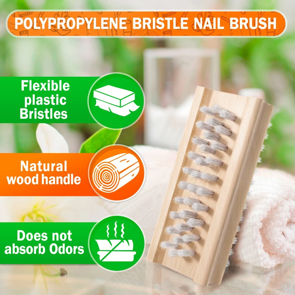 Konex Wooden Nail Brush for Scrubbing, Fingernail Brush Nail Scrub Brush Cleaner - Image 4 of 4