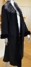 Black Label Italy Toscana Lambskin Sheepskin Mouton Shearling Leather Fur Coat M