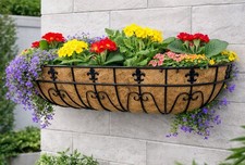 Window Box Planter Metal Garden Trough Boxes Basket 36" (90cm) Fleur de lys 