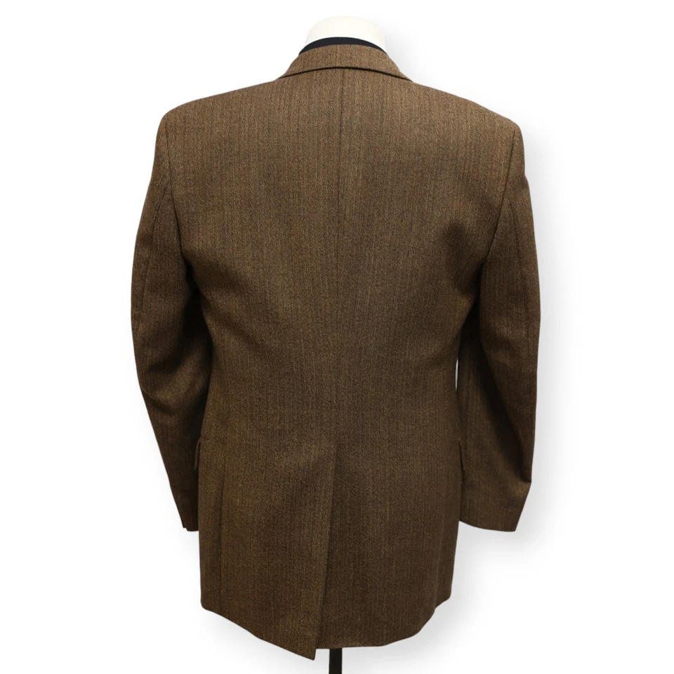 JOSEPH & FEISS Hombre Marrón Sólido 100% LANA Abrigo Deportivo Traje Chaqueta Blazer 38 L Foto 4 de 4