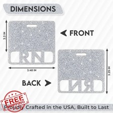 RN Badge Buddy Horizontal Glitter Acrylic Nurse ID Card Holder Silver