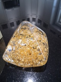 GOLDENFLOW Studios 24kt Gold Flake Paperweight Alaskan Blown Glass