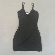 Tobi Womens Black Deep V-Neck Strappy Bodycon Mini Dress Small Adjustable Straps