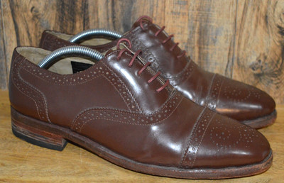 Samuel Windsor braune elegante Lederschuhe formell Oxford Kappe Zehe Brogues   UK8