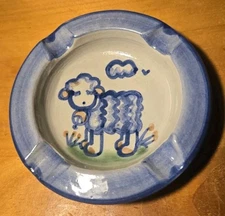 Vintage M A HADLEY Lamb Pottery Ashtray Retired Signed 