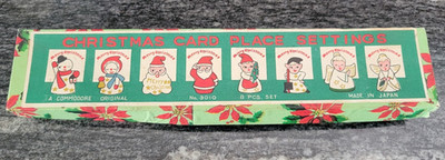 1950s 5 Vintage Commodore Porcelain Christmas Card Place Settings Holders Japan