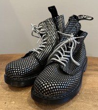 Dr Martens Boots Ladies US 5 Air Wair Black Silver Stars Lace Up Zip 1460 PASCAL