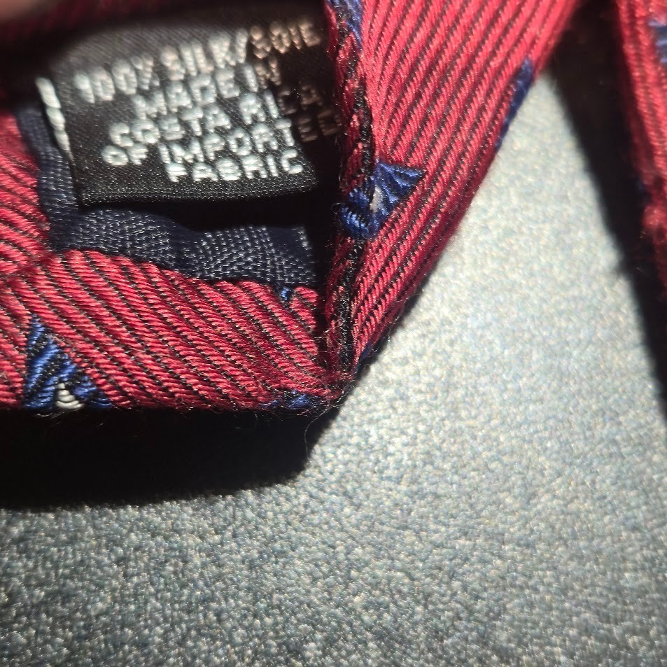 Izod Red/Blue Geometric 100% Silk Tie Made in Costa Rica image 3