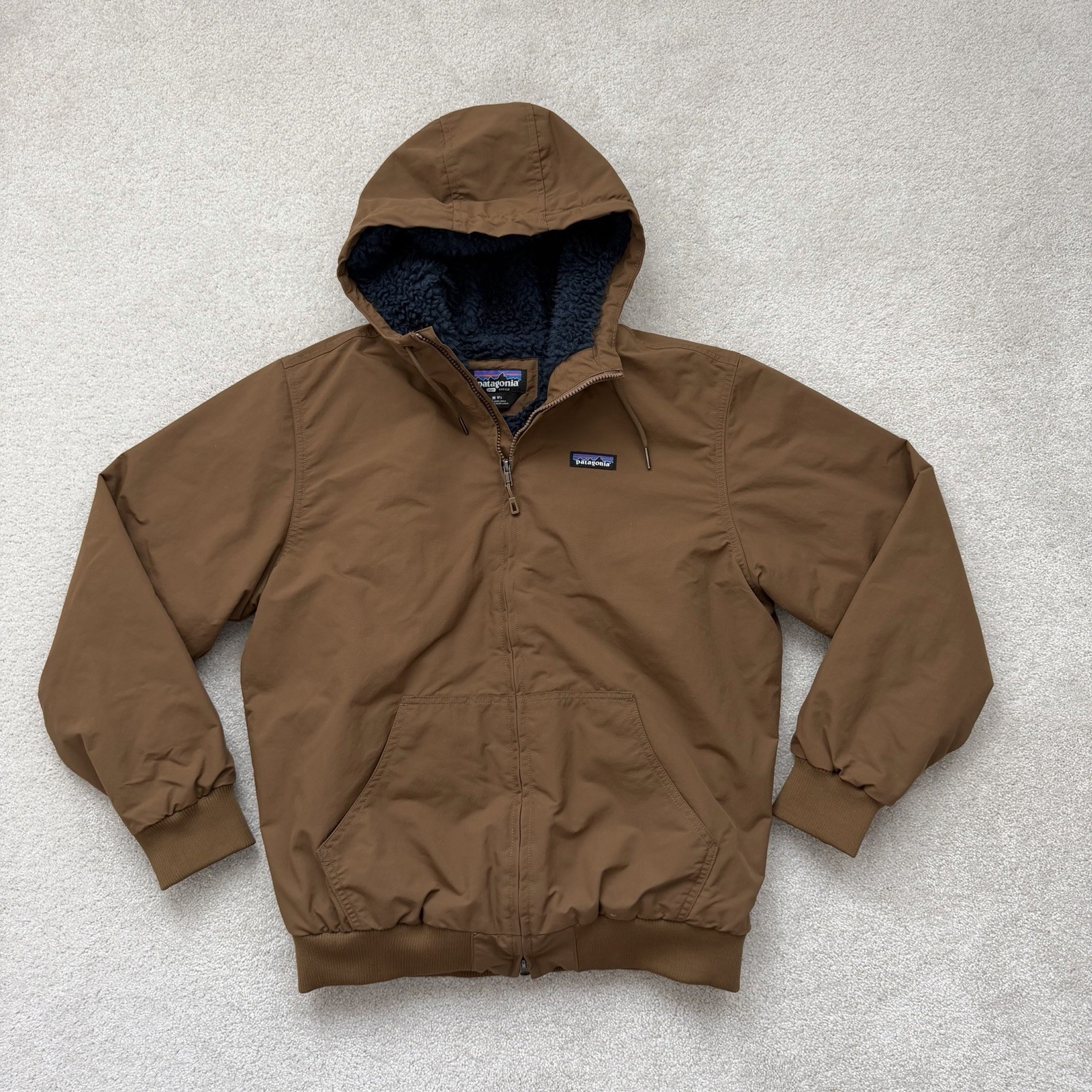 Chaqueta Patagonia Forrada Istmo Sudadera con Capucha Para Hombre Mediana Marrón Sherpa Cremallera Completa