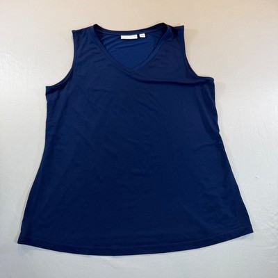 Susan Graver Liquid Knit V-Neck Tank Top Navy Blue Sleeveless A278866 Mens M