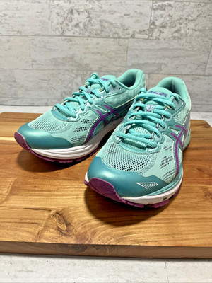Asics GT 1000 5 Womens Running Shoes Sz 7 D Wide Fit Seafoam / Wine - EUC