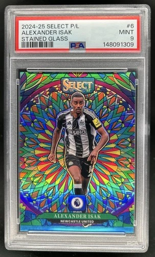 2024-25 Panini Select Premier League Alexander Isak Stained Glass SSP #6 PSA 9