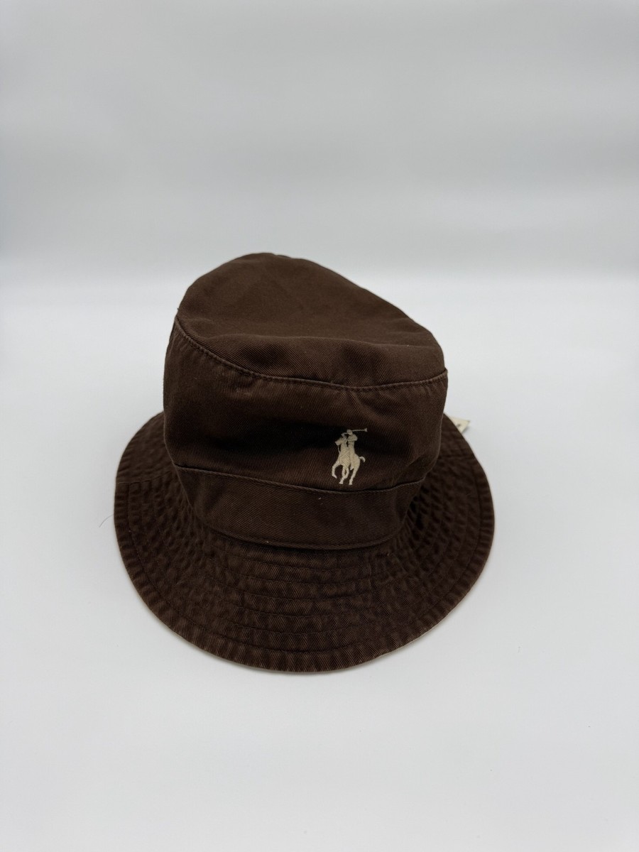 Polo Ralph Lauren Bucket Hat Men Large Brown Pony Embroidered New