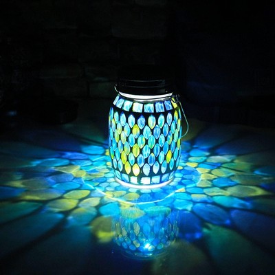 Mosaic Lights Solar Outdoor Hanging Lanterns, Garden Decor Christmas Gifts for W