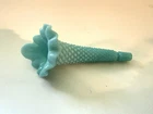 VTG Fenton Glass Epergne Horn Blue/Turqoise Hobnail- One Replacement Piece