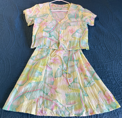 Vintage Jams World Dress Pastel Floral with Top Medium