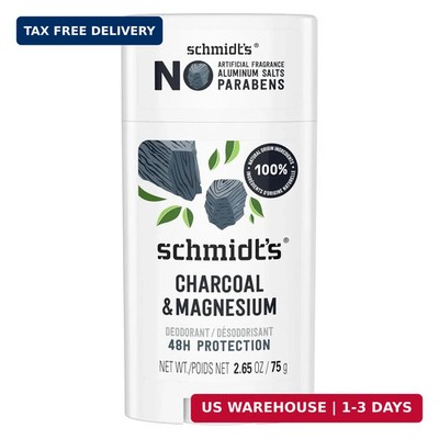 Schmidt's Aluminum-Free Vegan Deodorant Charcoal & Magnesium with 24 Hour Odor P
