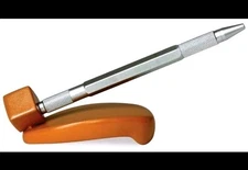 Helios Magnetic Levitating Pen Set - Orange Cube base with Brass Pen