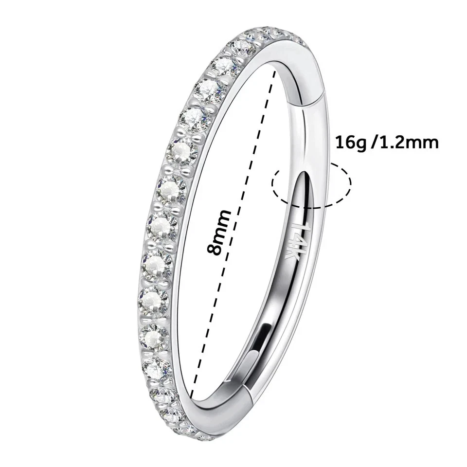 Anillo de aro sólido de diamantes simulados de corte redondo de 2 quilates para mujer enchapado en oro blanco de 14 k Foto 4 de 4