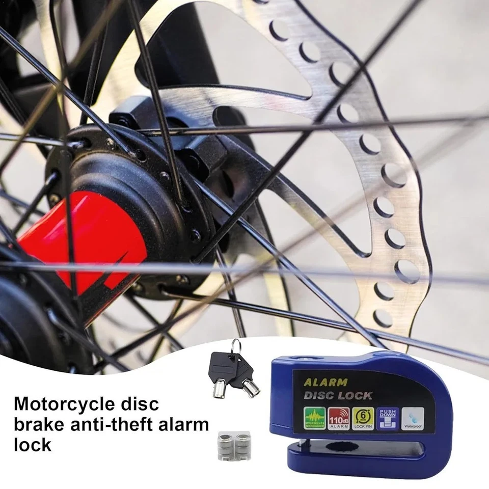 Antivol disque avec alarme Sécurité moto, vélo électrique, VTT, Road, bleu - Photo 3/4