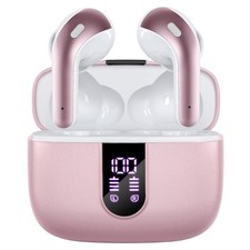 TAGRY Bluetooth Headphones True Wireless Earbuds 60H Playback LED M, Pink