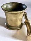 Vintage Cast Metal Brass or Bronze Apothecary MORTAR & PESTLE — photo 4