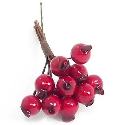 Mini künstliches rotes Beerenpflück mit 12 Beeren / 7 cm Länge
