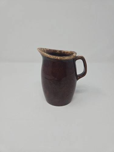 VTg Hull Creamer USA Pottery Brown Drip Glaze Oven Proof