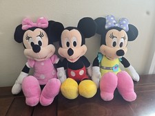 Lot of 3 Disney plush 9" Mickey Mouse Minnie Plush Pink Spring Yellow Purple