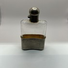 Antique Flask Blown Glass w/ silver, cup, lid — photo 2
