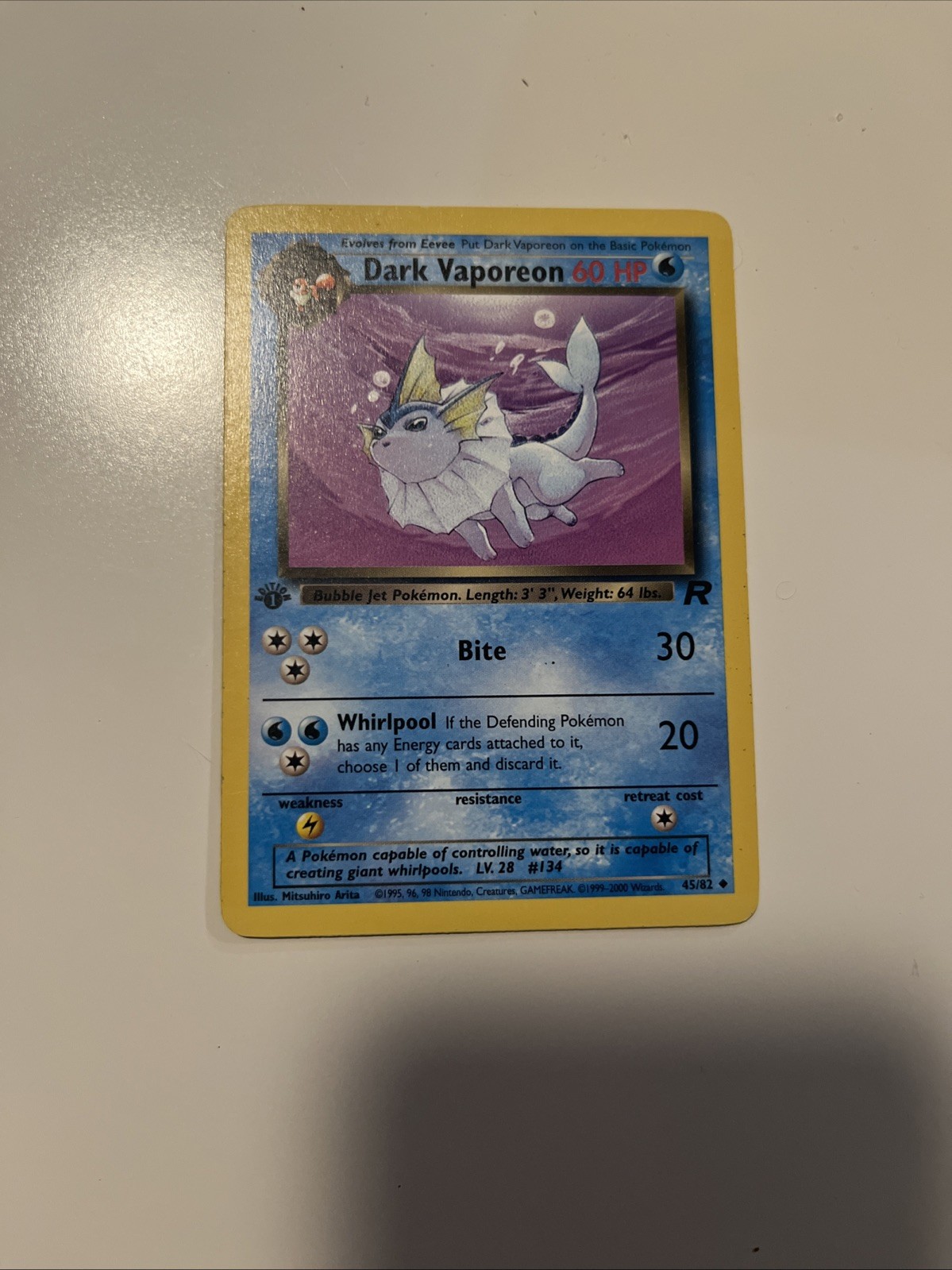 NM Dark Vaporeon 45/82 1st Edition Team Rocket Pokemon 2000