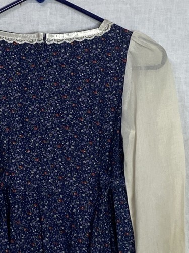 Vintage 70's Gunne Sax Girls Dress Floral Prairie Cotton Lace Jessica's Size 10 - Picture 9 of 14