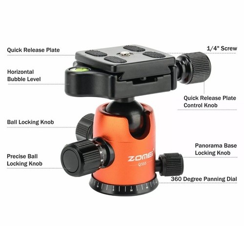 ZOMEI Q555 Professional Aluminium Tripod&Ball Head Travel for Canon Nikon Camera - Picture 2 of 12