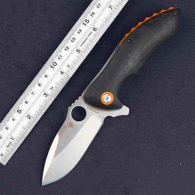 Heavy Duty Black G10 Flipper Tab Ball Bearing Fast Quick Open Pocket Knife C187