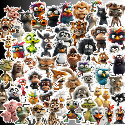 9-100 Cartoon Animal Stickers   Vinyl Decals for Laptop, Water Bottle, Notebook