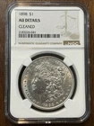 1898 Philadelphia Morgan Silver Dollar. AU Details. Cleaned
