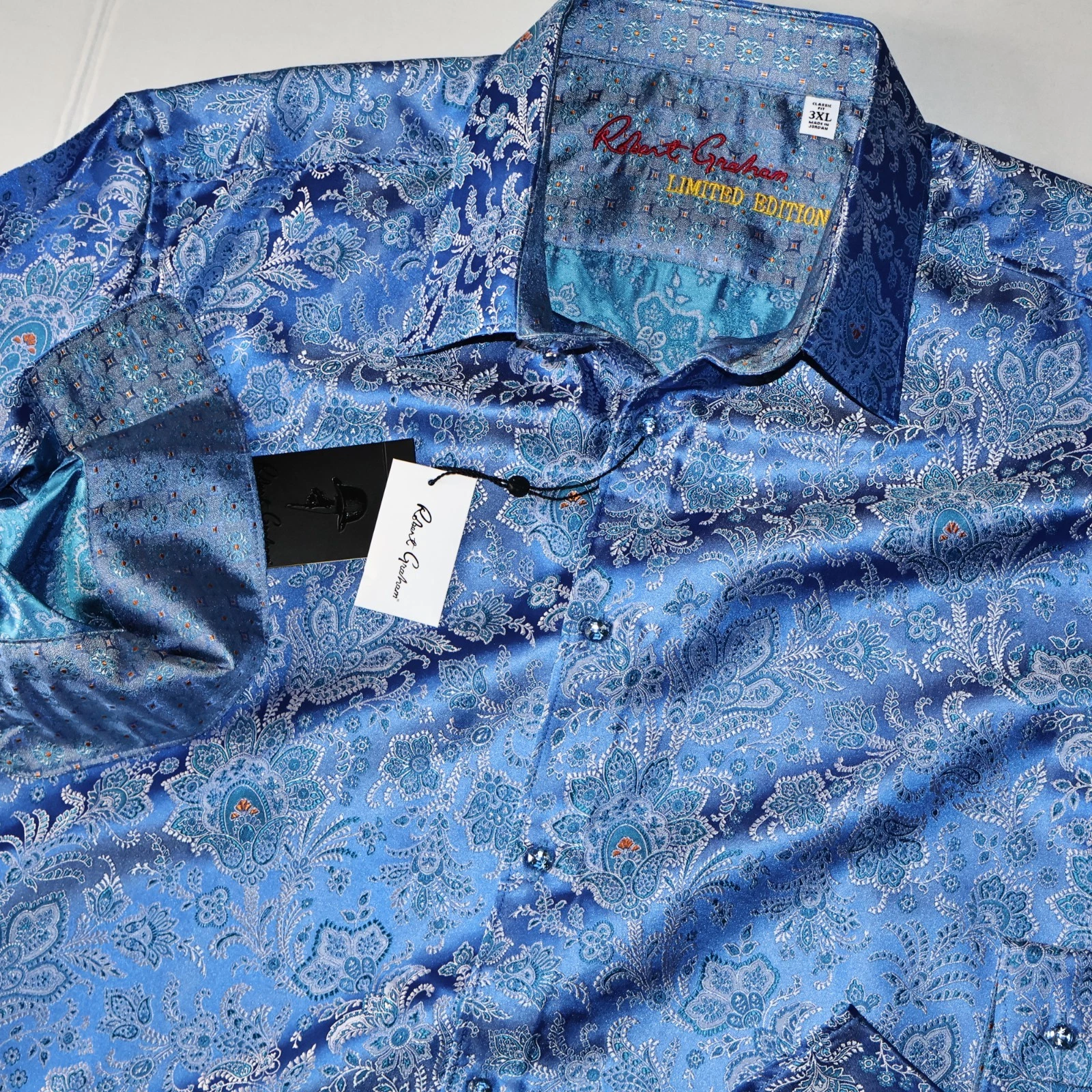 Robert Graham Limited Edition Shirt Portiere Blue Paisley Silk $598 New 3XL