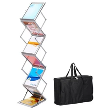 PATIKIL Foldable Aluminum Magazine Display Racks 6 Layers A4 Brochure Stand Cata