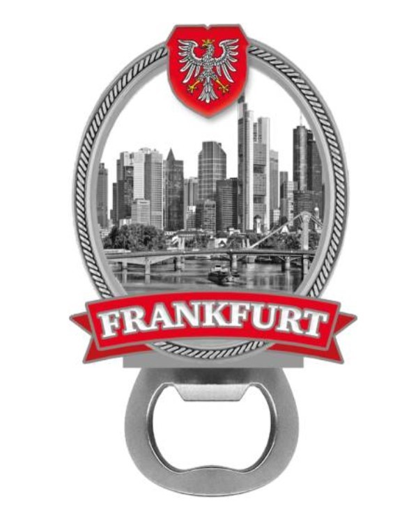 Frankfurt Hessen bottle opener with metal magnet souvenir Germany